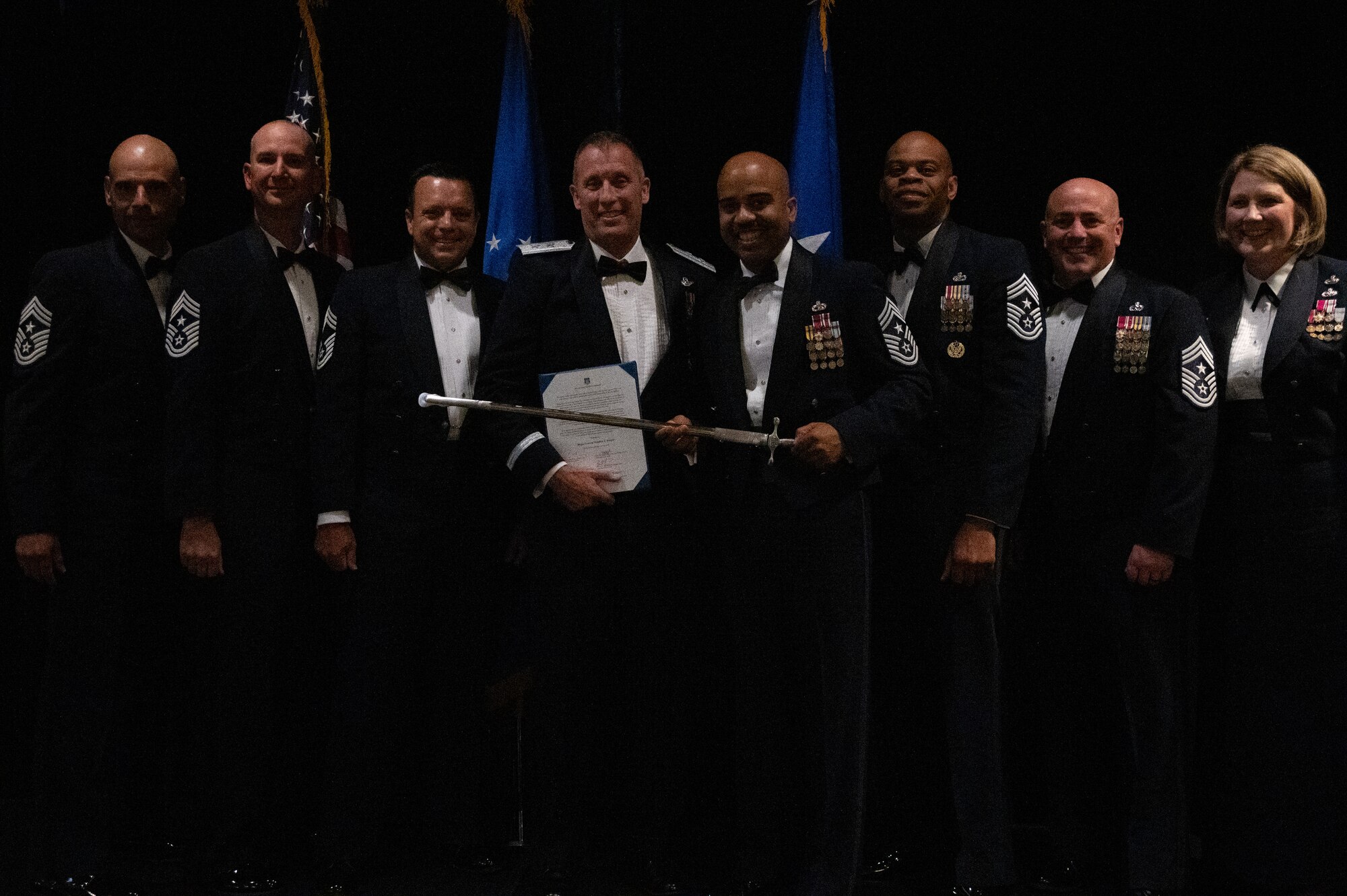 Senior NCOs from across Air Force Reserve Command presented a sword to Maj. Gen. Matthew J. Burger,
