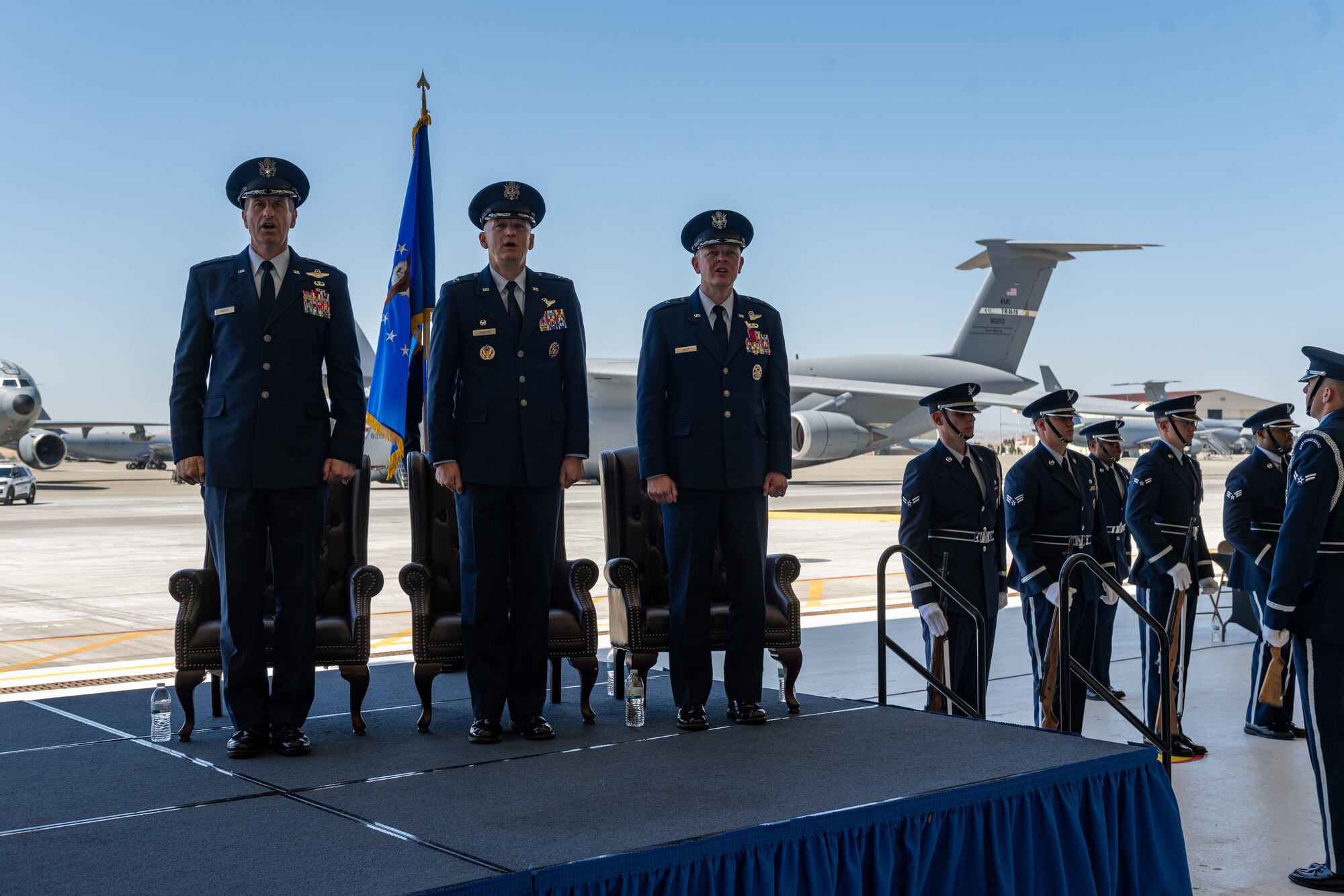 Commanders attend a Change of Command ceremony