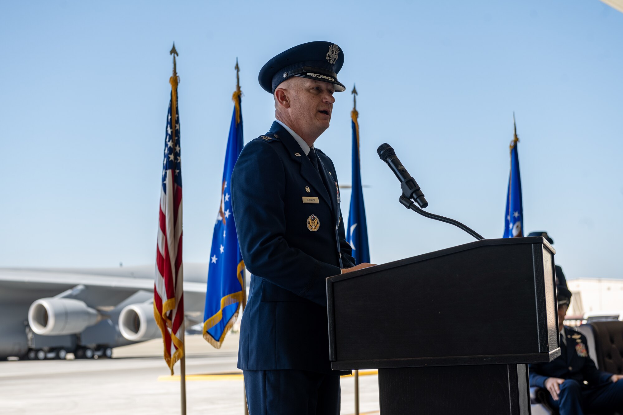 60th AMW/CC gives speech