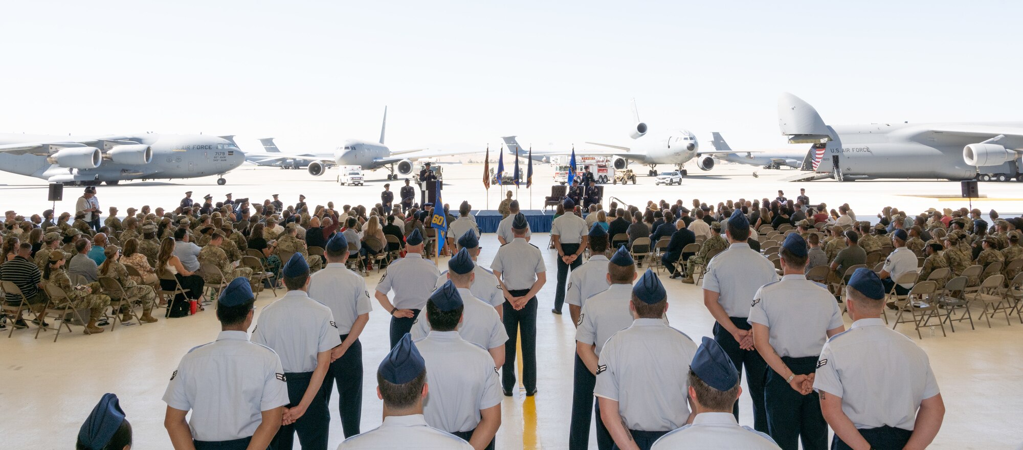 U.S. Airmen stand in formation.