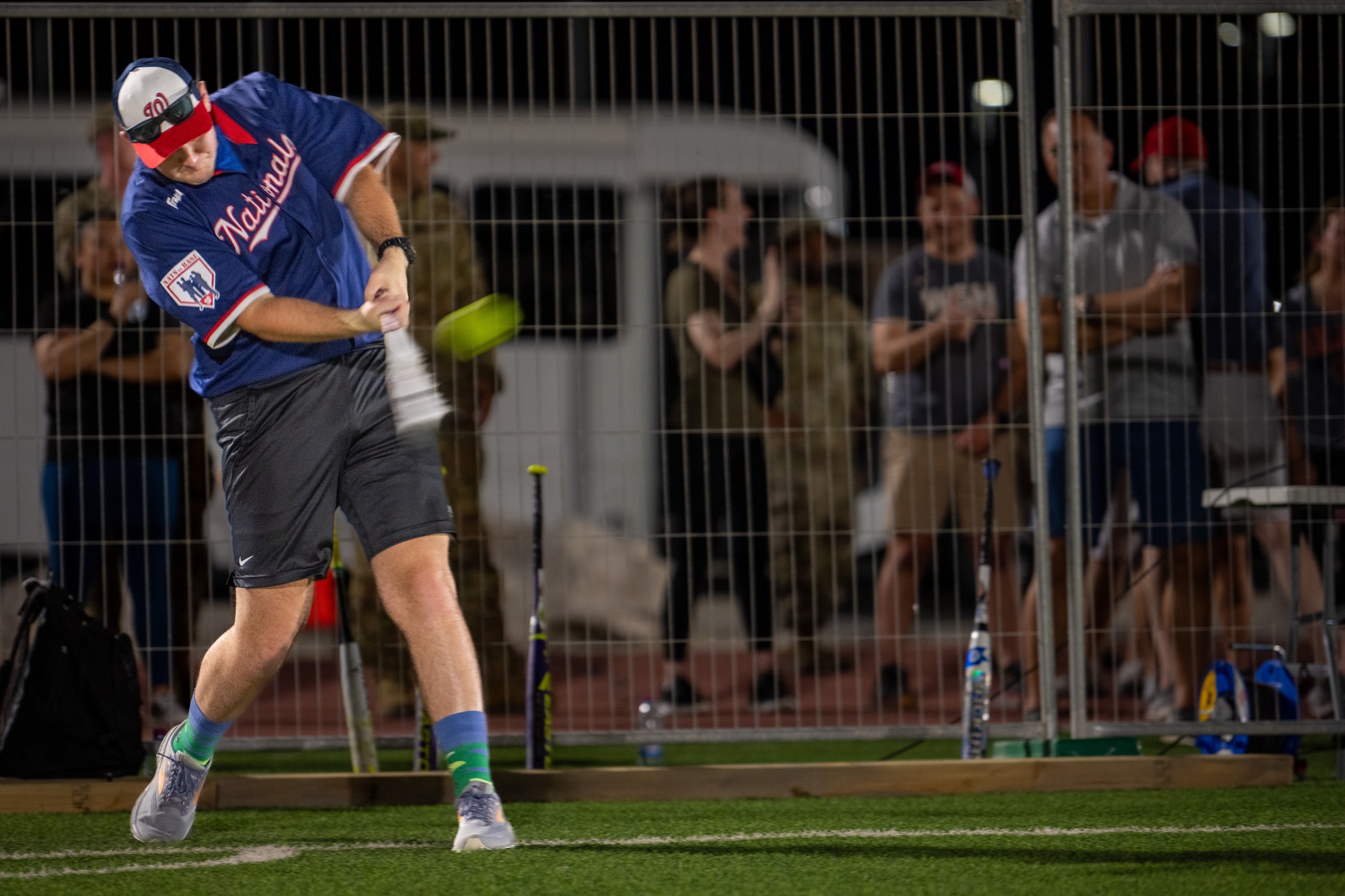 The two teams were coached by former Washington Nationals players Dug Fister and Adam Eaton. The game was held to celebrate Independence Day. (U.S. Air Force photo)