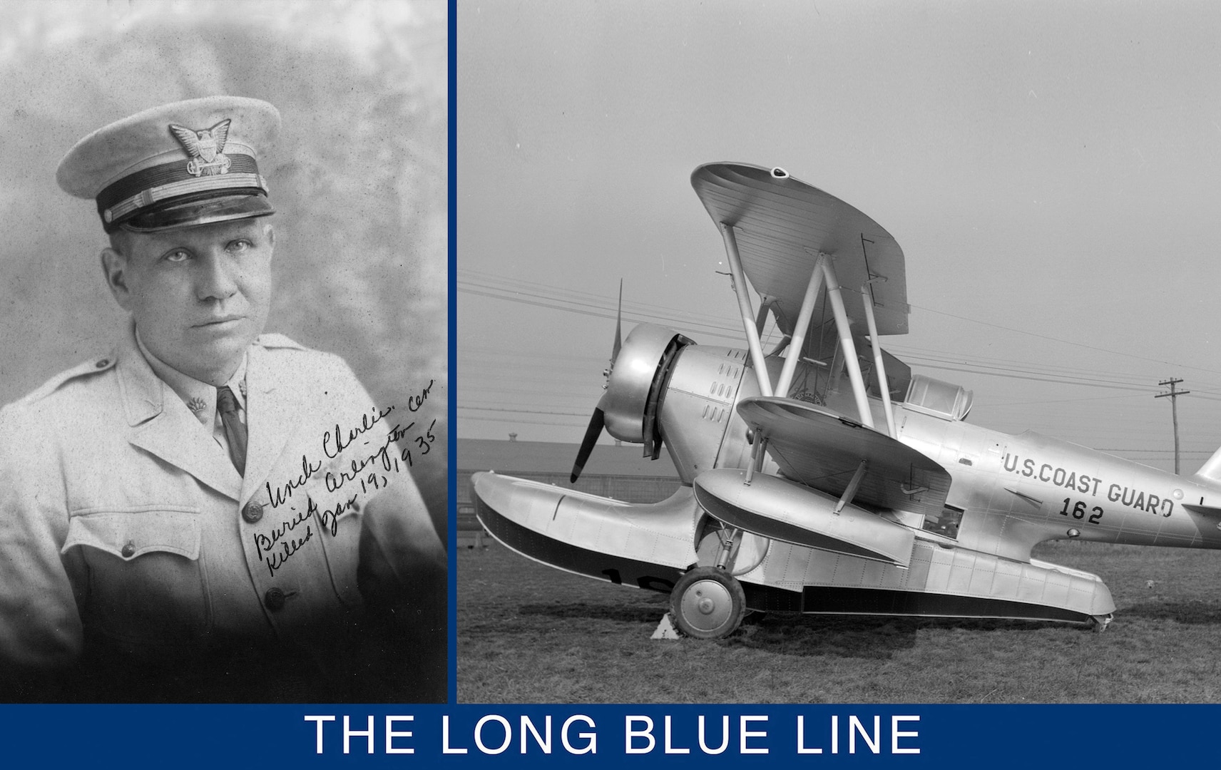 Official photograph of Charles T. Thrun in his dress uniform. (U.S. Coast Guard)
The Grumman J2F “Duck” No. 162 that Thrun flew when he died. (U.S. Coast Guard)