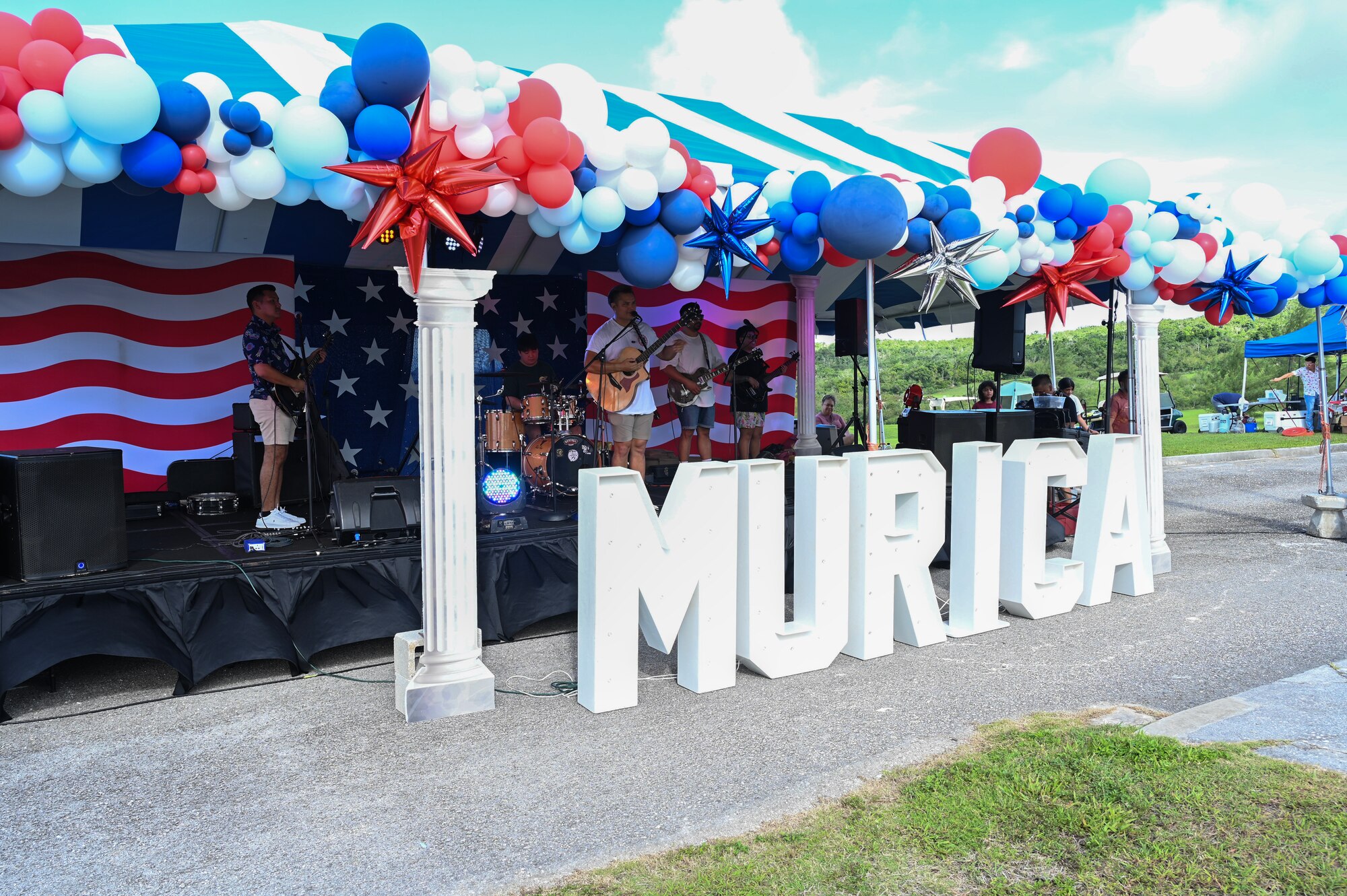 The musical band Pop, Rocks and Soda performs the National Anthem and Guam Hymn during Freedom Fest