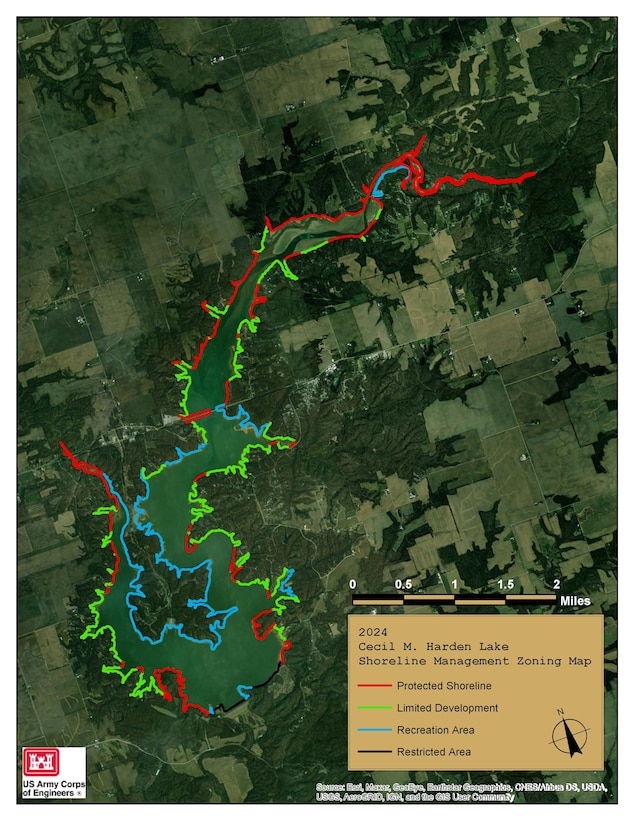 2024 Cecil M. Harden Lake Shoreline Management Zoning Map 2 - portrait with green background
