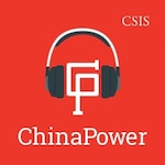Red background with the letters C and P converged in the middle. A pair of headphones sit atop the letters. The word "ChinaPower" is below, with CSIS on the upper right-hand corner.