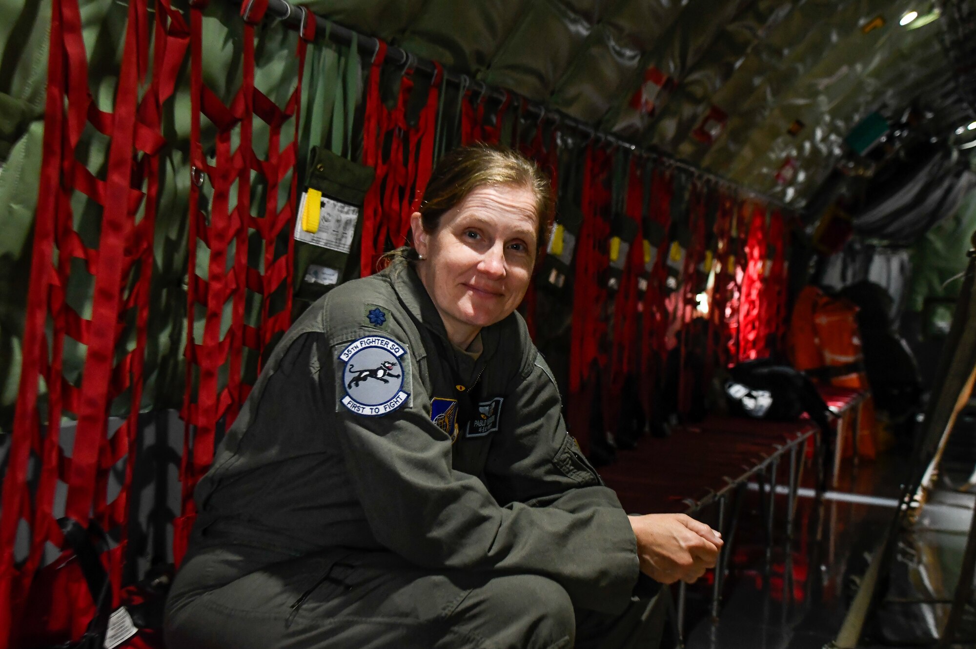 U.S. Air Force Lt. Col. Kendall Vermilion, 25th Fighter Squadron flight doc and pediatrician, flies with the 168th Wing on board a 168 WG KC-135 aerial refueling mission.
