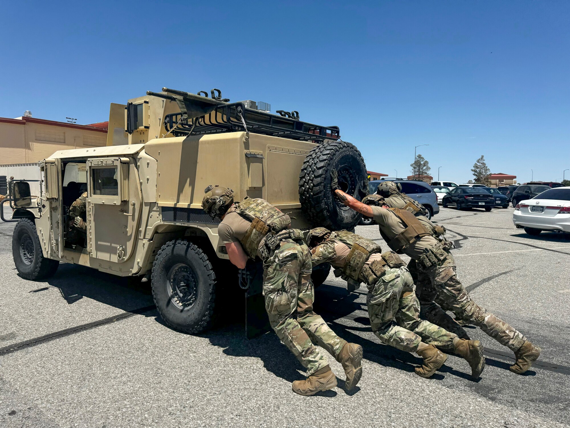 The 412th Security Forces Squadron united 32 members from eight different teams, each member hailing from various internal sections or flights, to form one large cohesive team for the unit’s first-ever Advanced Combat Skills Test, on Edwards Air Force Base, California, June 24-28.
