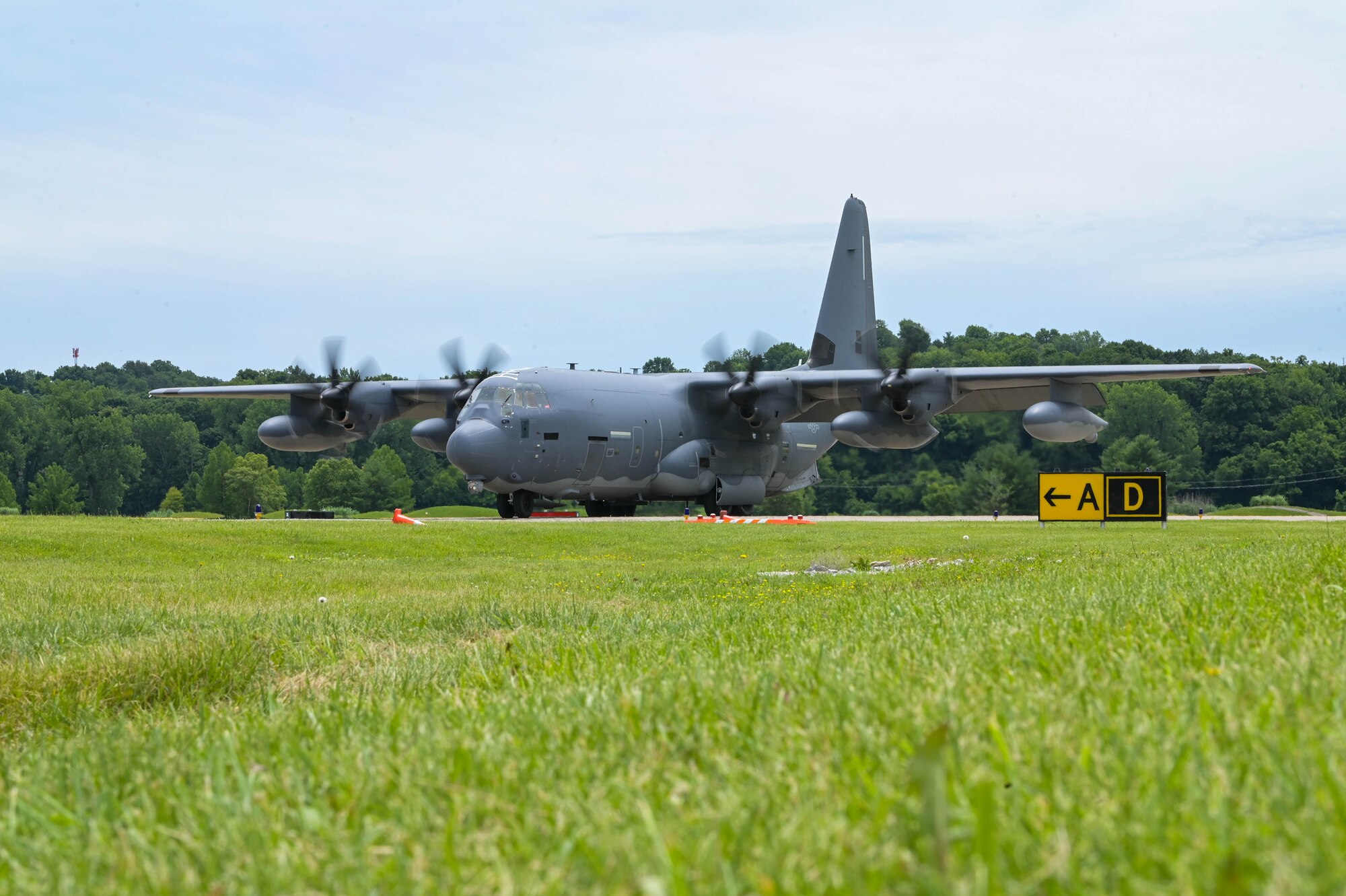 A U.S. Air Force MC-130J Commando II, assigned to the 15th Special Operations Squadron, prepares to take off during the Spirit of St. Louis Air Show at  St. Louis Lambert International Airport, Missouri, June 9, 2024.