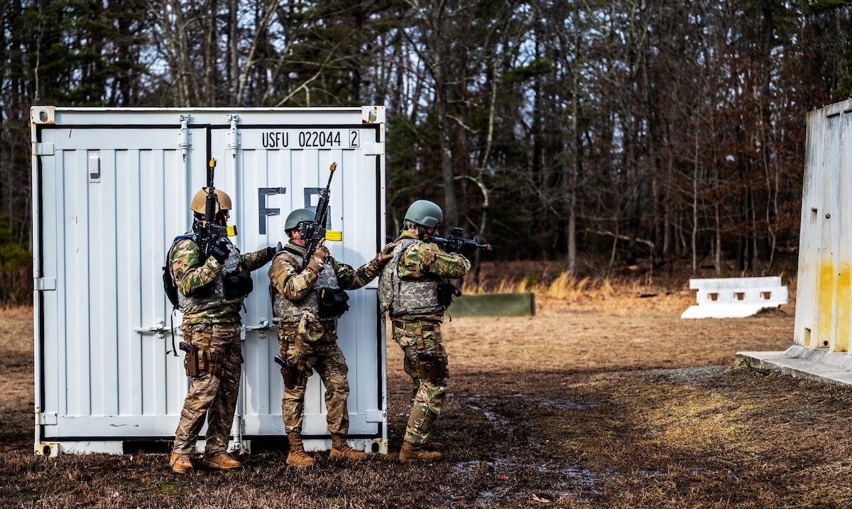 Field Craft Hostile students take cover during a simulated training attack