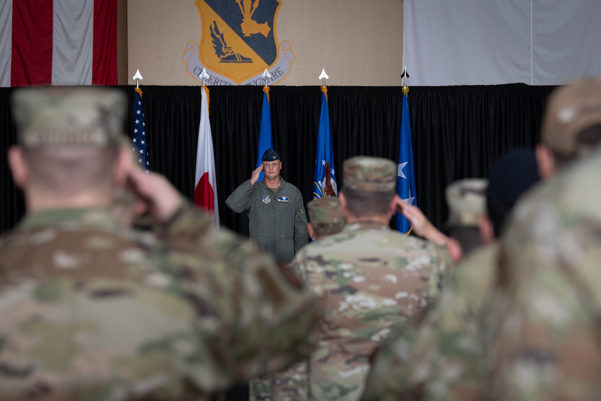 A photo of U.S. Air Force members at a ceremonial event