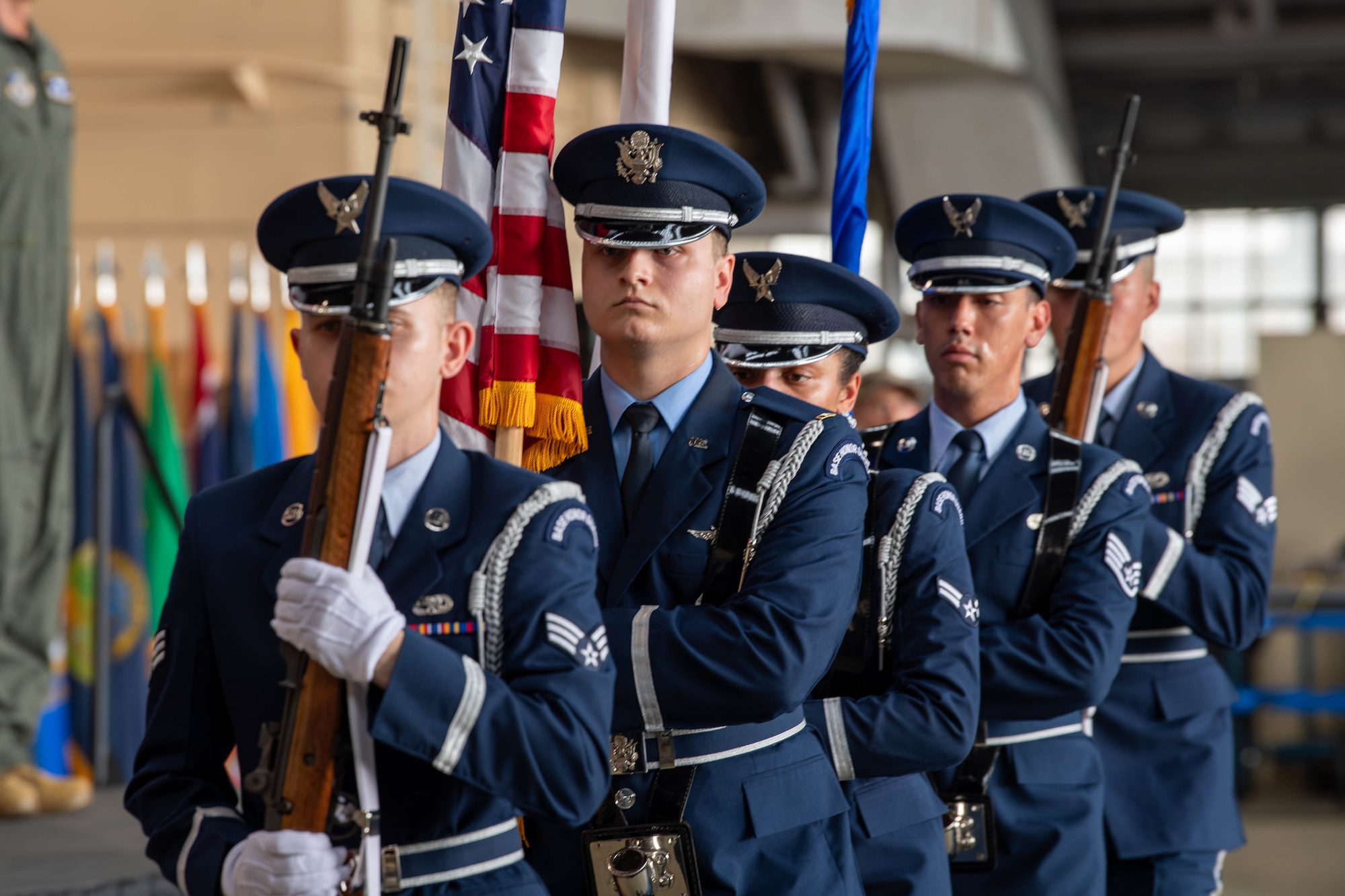 A photo of U.S. Air Force members at a ceremonial event