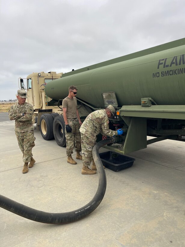 Army Reserve Soldiers from the 419th Transportation Company deliver fuel during the U.S. Army Reserve’s 2024 Quartermaster Liquid Logistics Exercise
