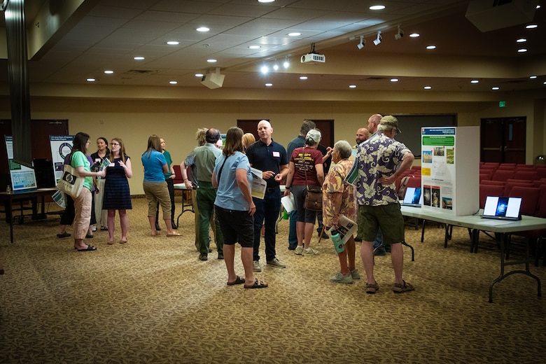 Engineers and biologists with the U.S. Army Corps of Engineers, Omaha District, inform members of the public about upcoming plans for a gate maintenance project at Bear Creek Dam in Littleton, Colorado, on June 25, 2024.