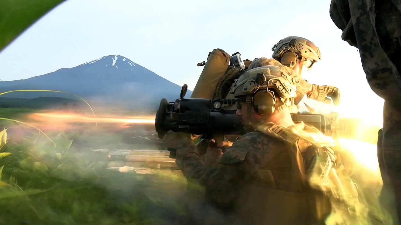 U.S. Marines with 4th Marine Regiment fire a M3E1 Multi-purpose Anti-armor Anti-personnel Weapon System during a high explosives range as part of Fuji Viper 24.3 at Combined Arms Training Center Camp Fuji, Japan, June 20, 2024. Fuji Viper is an annual exercise that enables Marines operating in Japan the opportunity to conduct combined arms live-fire training and maintain operational readiness, tactical proficiency, and lethality within the first island chain.