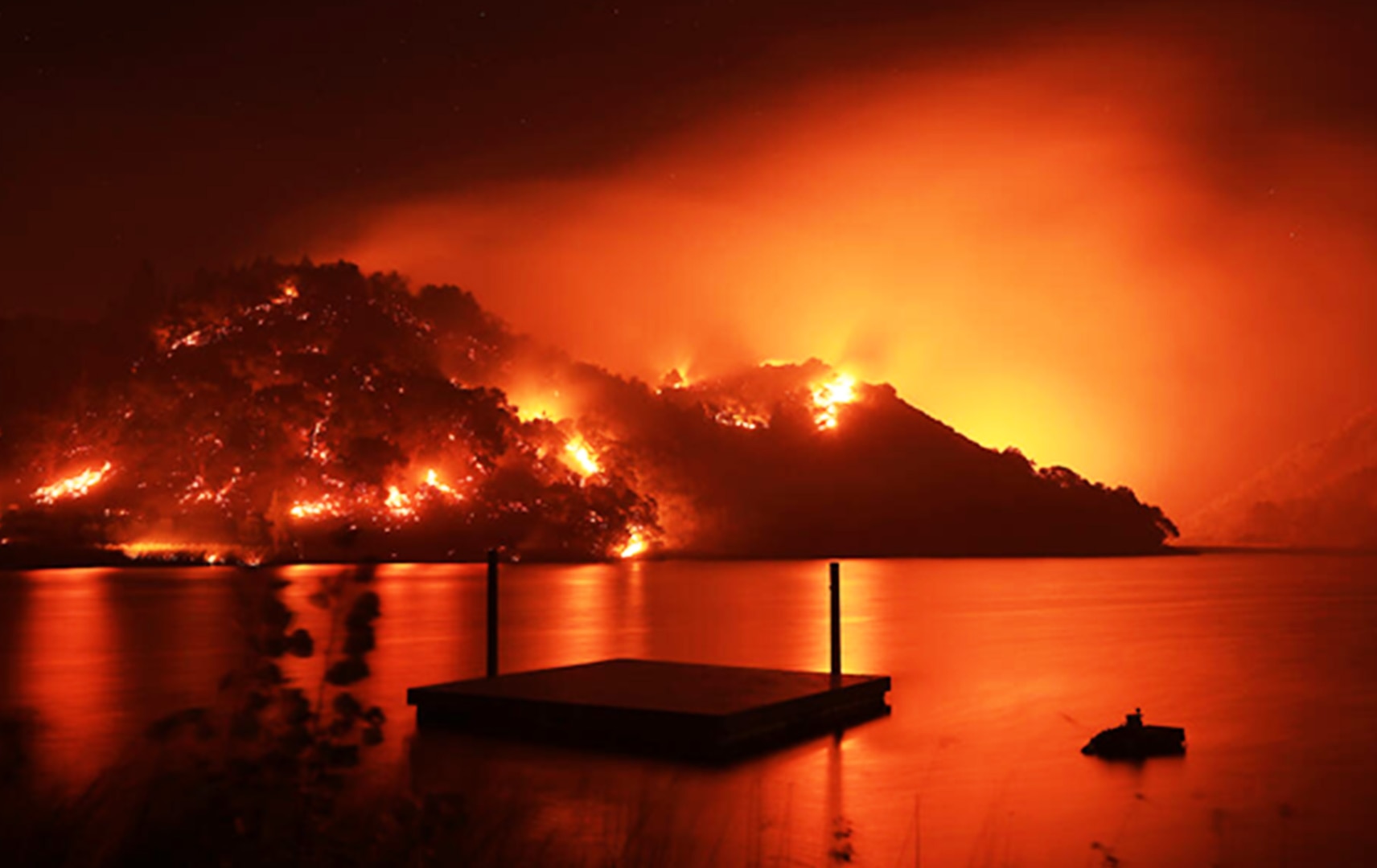 Point Fire burning actively on the west side of Lake Merlo, Sunday, June 16th 2024. (Photo Credit: Kent Porter, Press Democrat)