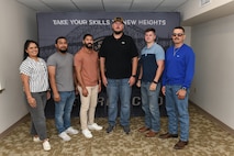 CCAD new employees; (left to right) Marchee Jones Program Manager for Engine Department. Mario Flores, Engine Department. Matthew Martinez, Blade shop. Billy Bast, Security. Byron Parmely, Bearing shop.