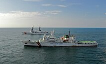 Crews from the U.S. Coast Guard Cutter Boutwell train with the Korean coast guard in 2007.