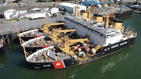 Coast Guard Cutters Kukui, Cypress, Fir, Anthony Petit, and Elm moored in Juneau Alaska for the annual Buoy Tender Round-up,  August 18, 2022.