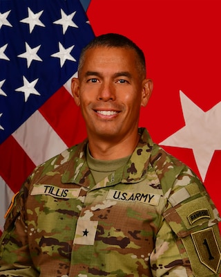 Brigadier General Terry R. Tillis is from Sanford, Florida, and began his military career upon graduation from the University of Central Florida commissioned as an Armor Officer. His first assignment was to Fort Benning, GA where he served in 2nd Battalion, 69th Armor Regiment, 3rd Brigade, 3rd Infantry Division as a plans officer, Tank, and Mortar Platoon Leader.