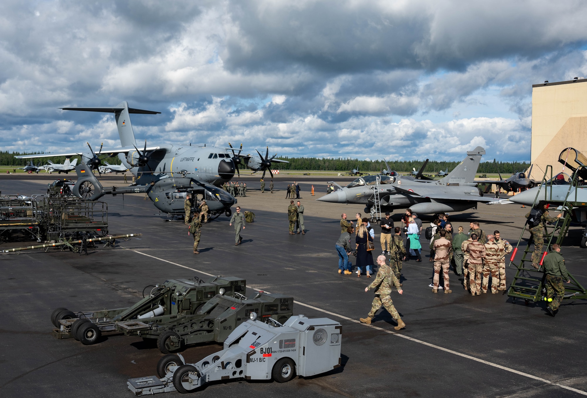 Arctic Defender 24 participants view static aircraft displays from the U.S., Germany, France and Spain during media day.