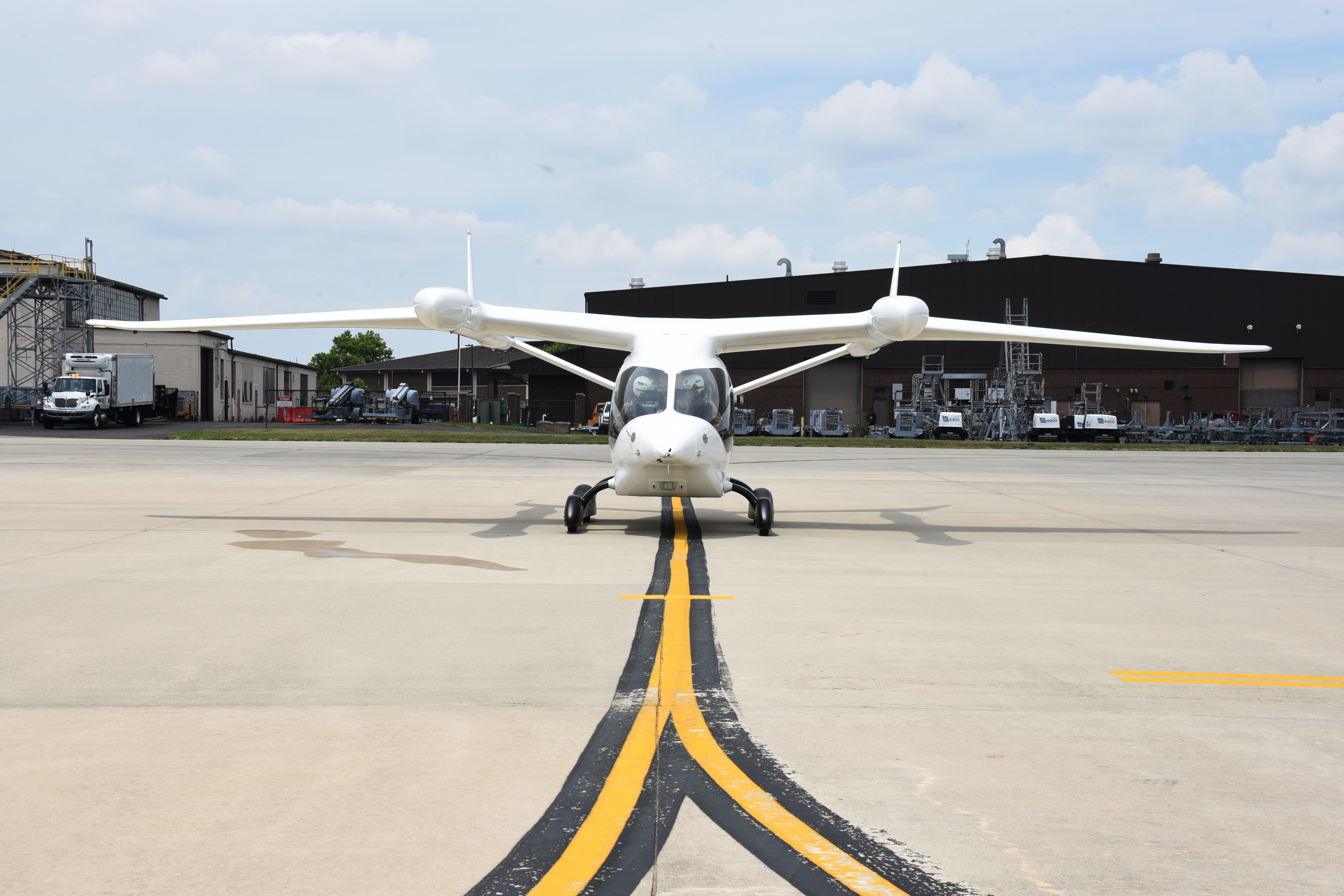 All-electric fixed-wing aircraft offloads cargo at JB