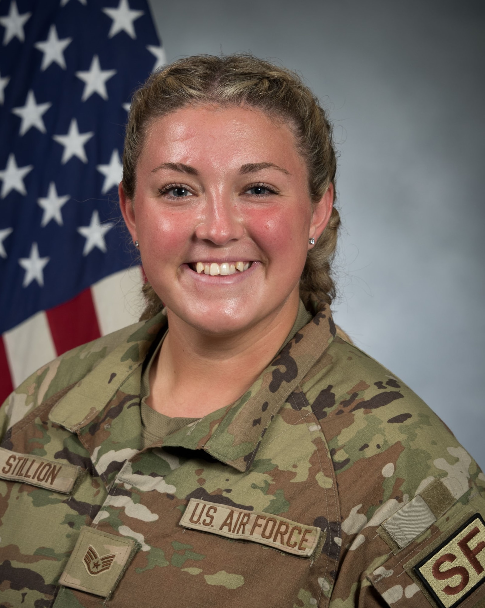 U.S Air Force Staff Sgt. Miranda Stillion serves as the 42nd Security Forces Squadron military working dog trainer is highlighted at Maxwell Air Force Base, July 10, 2024. Her role ensures that the MWD teams are equipped to detect explosives and narcotics, thereby maintaining the safety and security of the base and its populace. (Courtesy Photo)