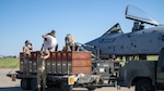 Aircraft armament systems technicians from the Idaho Air National Guard’s 124th Maintenance Group download 30 mm rounds during a weapons system evaluation program exercise at Hill Air Force Base, Utah, June 11, 2024. The A-10 is equipped with the GAU-8/A seven-barrel Gatling gun and can fire 3,900 rounds a minute.