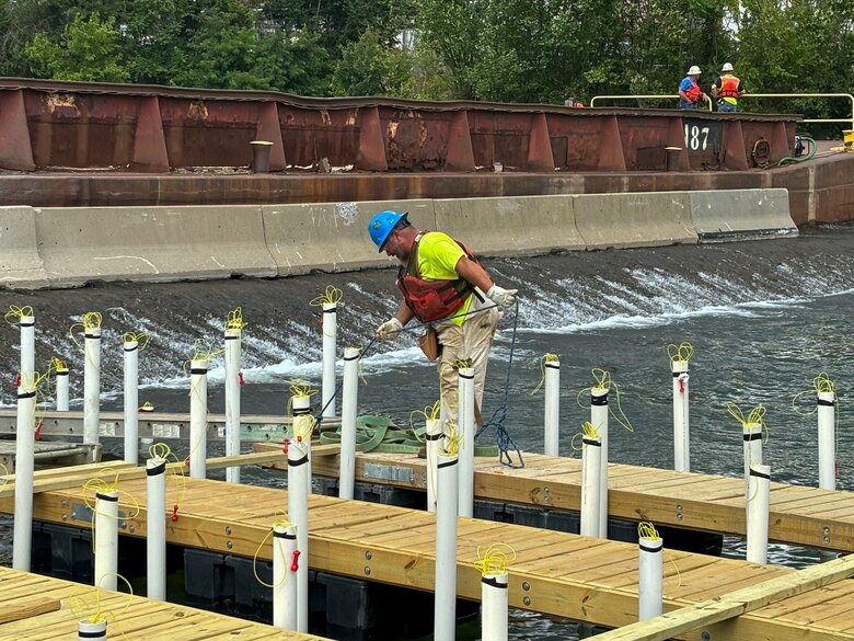 The U.S. Army Corps of Engineers Pittsburgh District uses explosives to breach the fixed-crest dam at Monongahela River Locks and Dam 3 near Elizabeth, Pennsylvania, July 10, 2024.