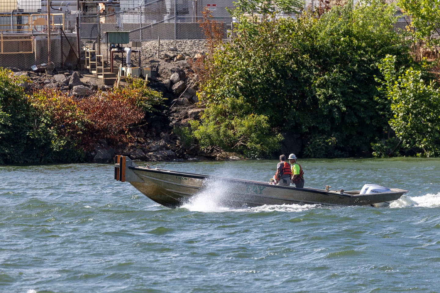 The U.S. Army Corps of Engineers Pittsburgh District uses explosives to breach the fixed-crest dam at Monongahela River Locks and Dam 3 near Elizabeth, Pennsylvania, July 10, 2024.
