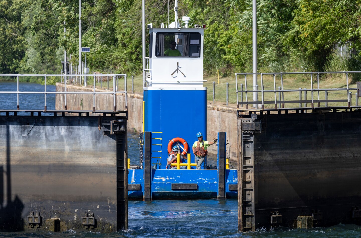 The U.S. Army Corps of Engineers Pittsburgh District uses explosives to breach the fixed-crest dam at Monongahela River Locks and Dam 3 near Elizabeth, Pennsylvania, July 10, 2024.