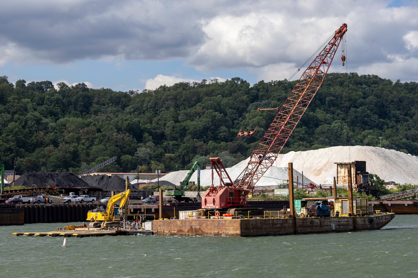The U.S. Army Corps of Engineers Pittsburgh District uses explosives to breach the fixed-crest dam at Monongahela River Locks and Dam 3 near Elizabeth, Pennsylvania, July 10, 2024.