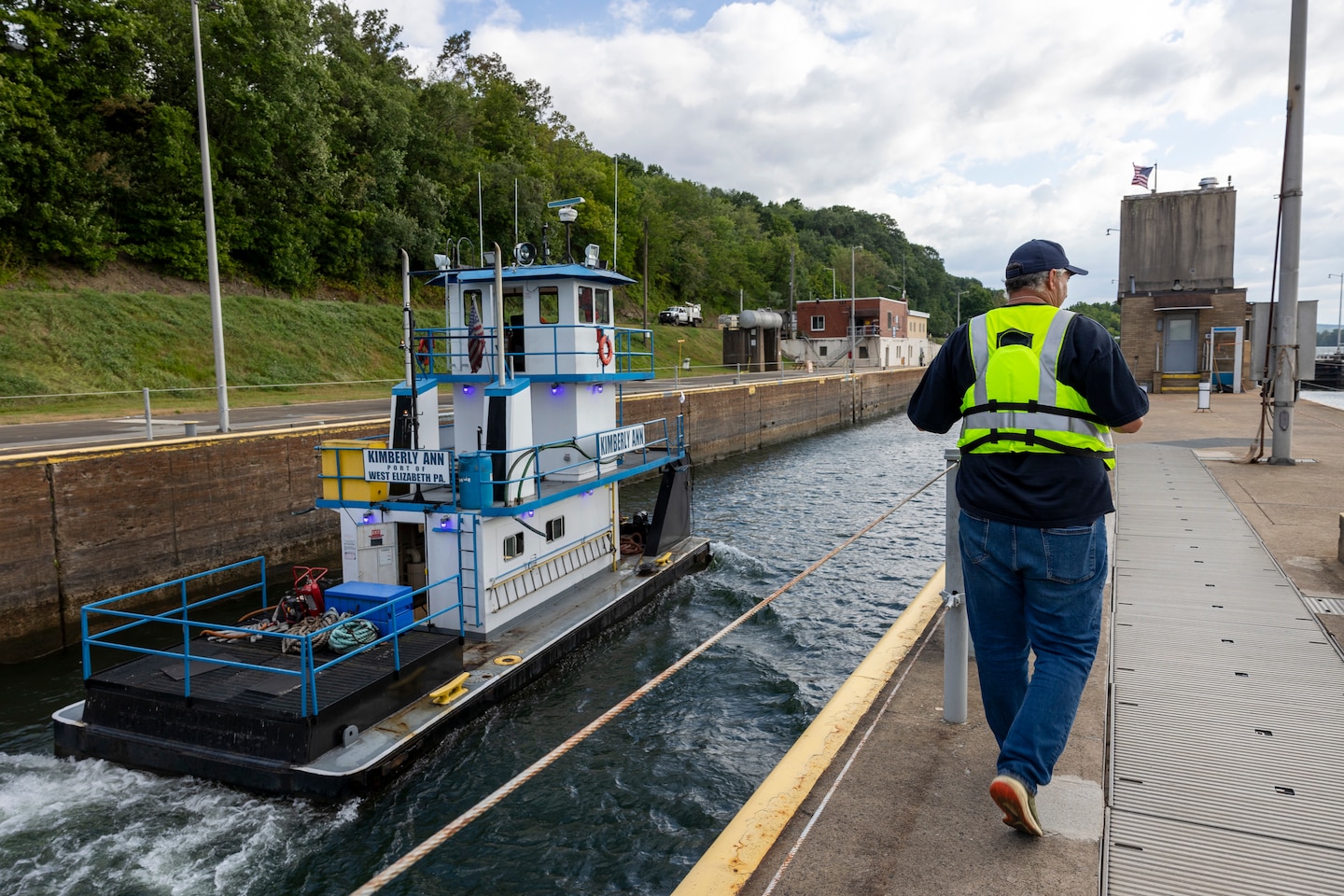The U.S. Army Corps of Engineers Pittsburgh District uses explosives to breach the fixed-crest dam at Monongahela River Locks and Dam 3 near Elizabeth, Pennsylvania, July 10, 2024.