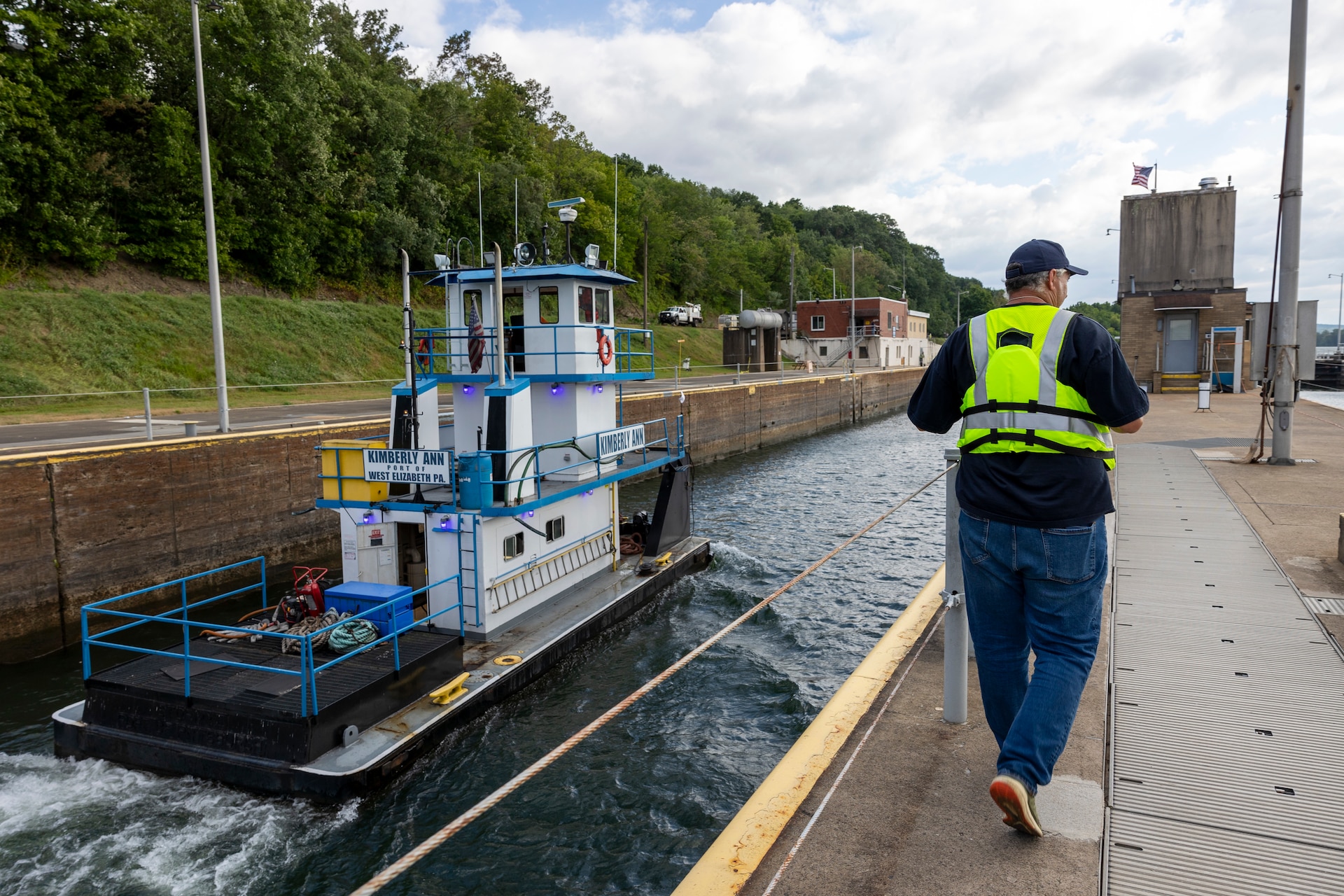 The U.S. Army Corps of Engineers Pittsburgh District uses explosives to breach the fixed-crest dam at Monongahela River Locks and Dam 3 near Elizabeth, Pennsylvania, July 10, 2024.