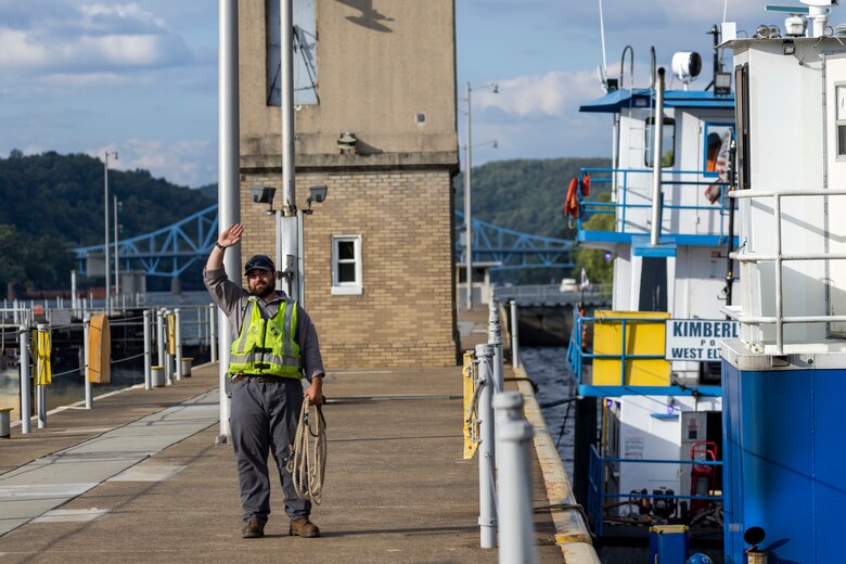 The U.S. Army Corps of Engineers Pittsburgh District uses explosives to breach the fixed-crest dam at Monongahela River Locks and Dam 3 near Elizabeth, Pennsylvania, July 10, 2024.