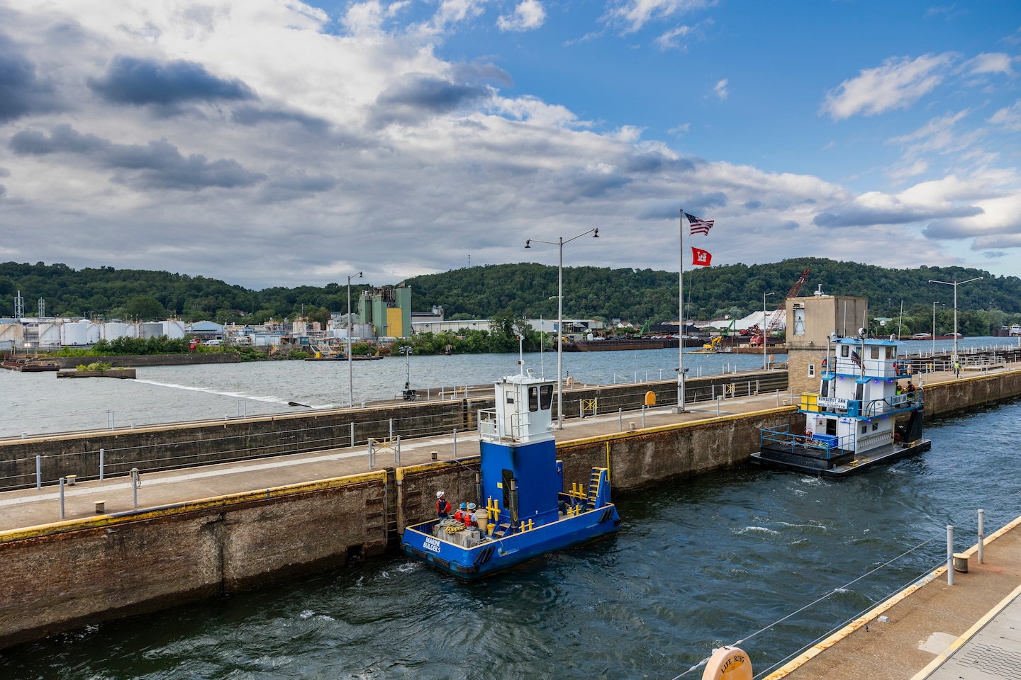 The U.S. Army Corps of Engineers Pittsburgh District uses explosives to breach the fixed-crest dam at Monongahela River Locks and Dam 3 near Elizabeth, Pennsylvania, July 10, 2024.