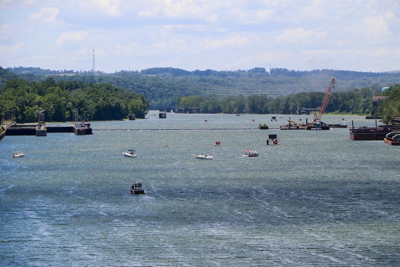 The U.S. Army Corps of Engineers Pittsburgh District uses explosives to breach the fixed-crest dam at Monongahela River Locks and Dam 3 near Elizabeth, Pennsylvania, July 10, 2024.
