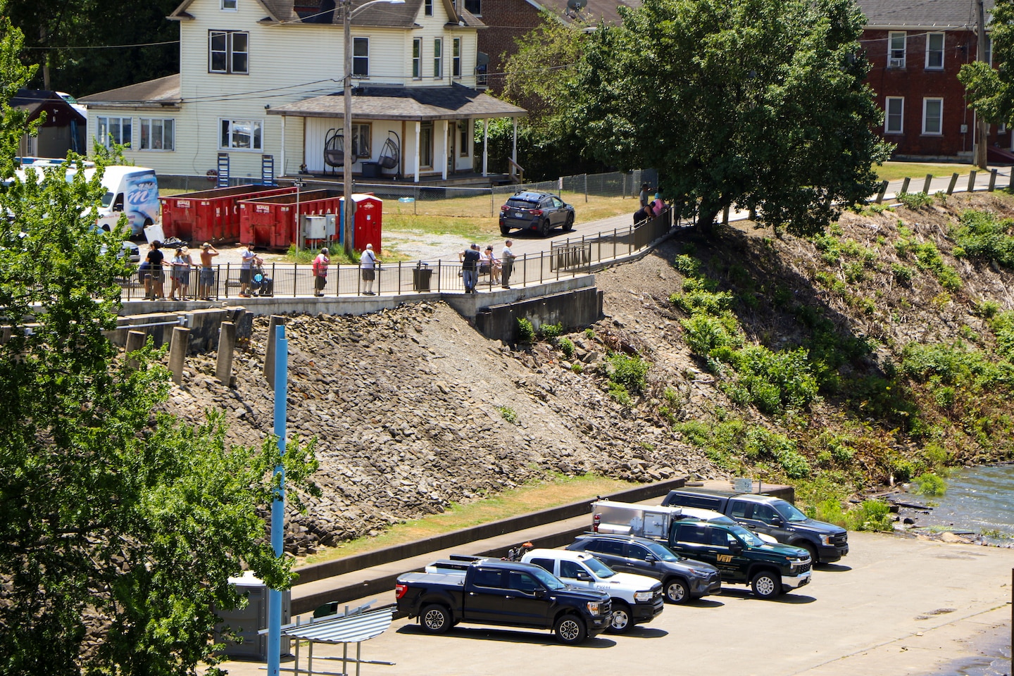 The U.S. Army Corps of Engineers Pittsburgh District uses explosives to breach the fixed-crest dam at Monongahela River Locks and Dam 3 near Elizabeth, Pennsylvania, July 10, 2024.