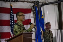 U.S. Air Force 2nd Lt. Elijah Robinson, 741st Missile Squadron nuclear and missile operator, sings the national anthem at the 91st Operations Group (OG) assumption of command ceremony at Minot Air Force Base, North Dakota, July 10, 2024. The 91st OG is comprised of four squadrons; the 91st Operations Support Squadron, and the 740th, 741st and 742nd Missile Squadrons that continue to be an essential component of the U.S.’s deterrent force, maintaining Minot's missiles in a safe, secure and operational state. (U.S. Air Force photo by Airman 1st Class Alyssa Bankston)