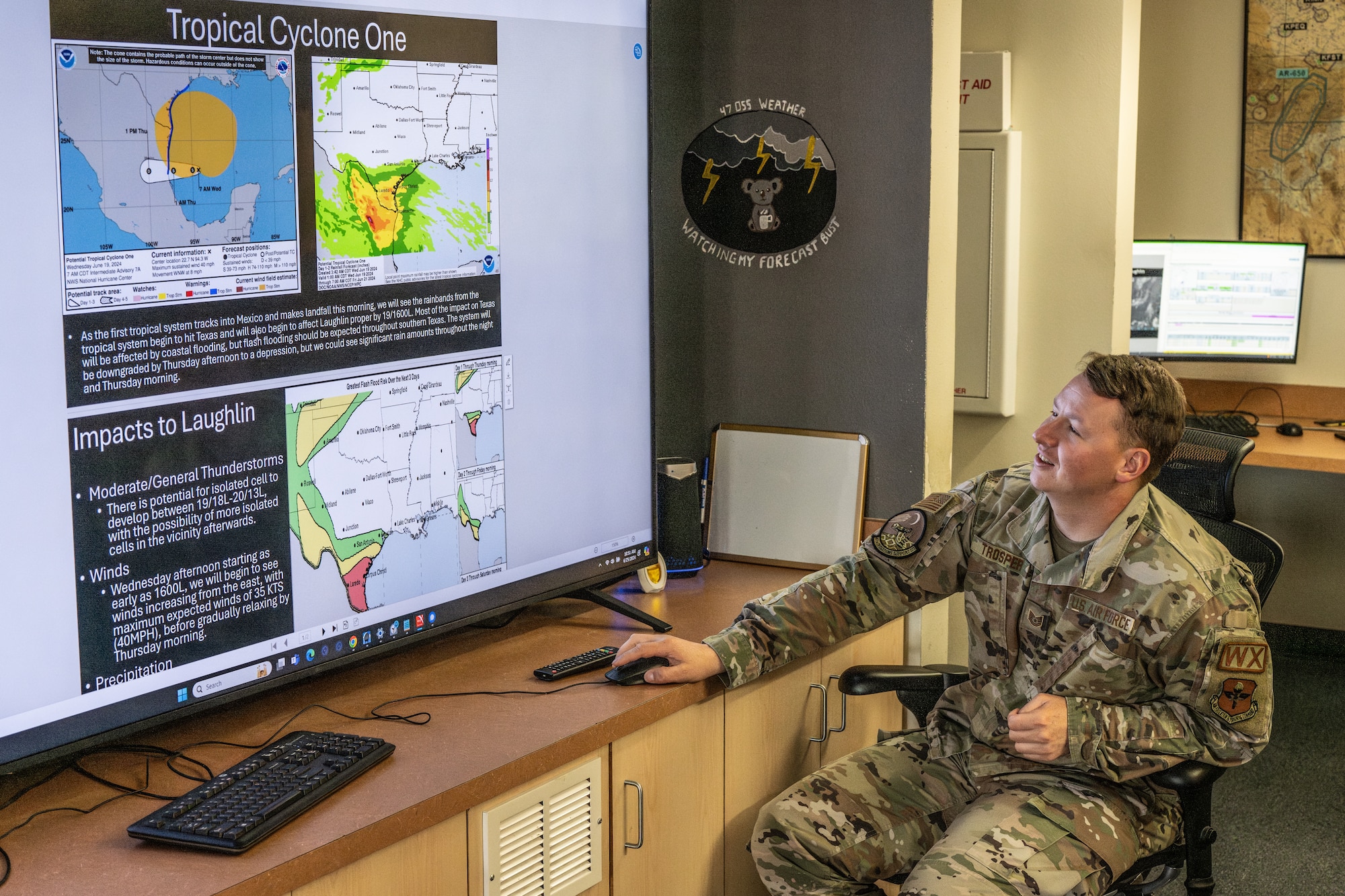 When Tropical Storm Alberto, this season’s first named storm, threatened the Acuña region, Del Rio and Laughlin AFB, the 47th Operation Support Squadron (OSS) weather flight jumped into action.