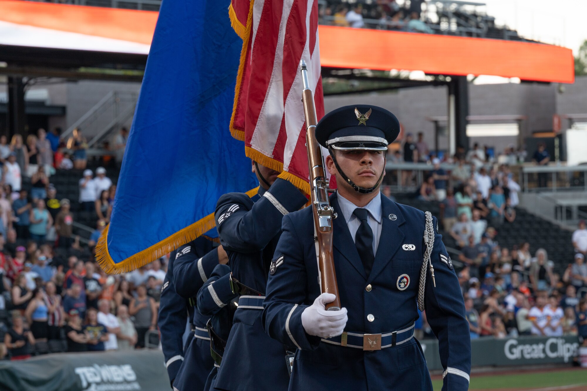 Honor Guard marches in formation