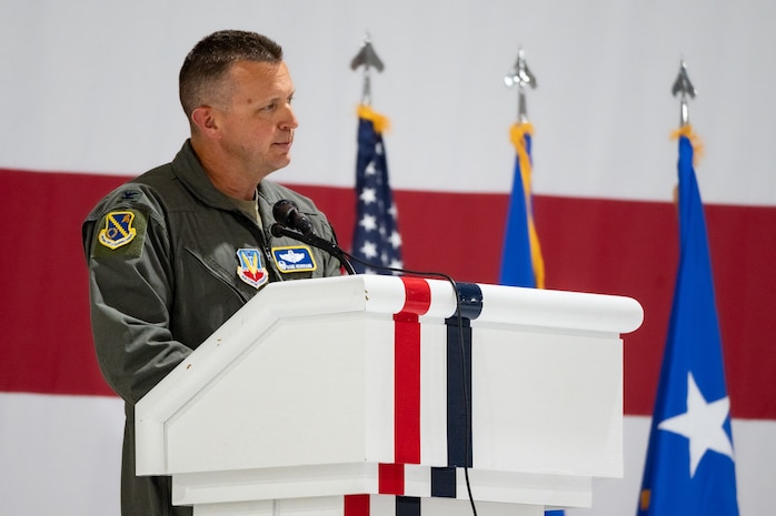 New Nevada Test and Training Range commander delivers a speech