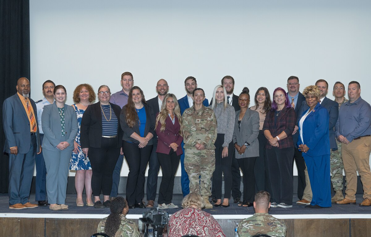Participants of the LEADership Wright-Patt program, pose for a group photo June 27, 2024, at the National Museum of the U.S. Air Force, Wright-Patterson Air Force Base, Ohio.