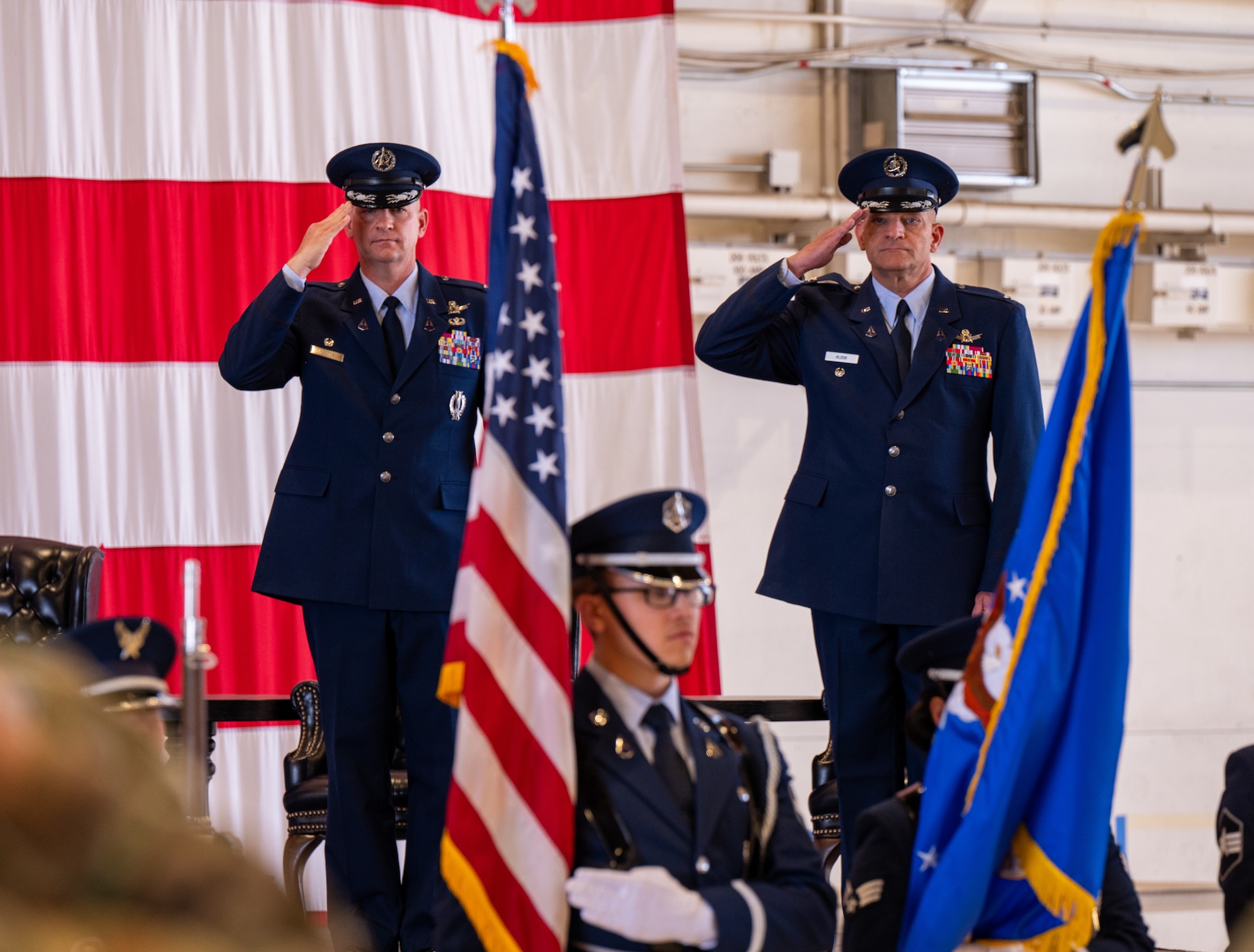 Military members attend a change of command