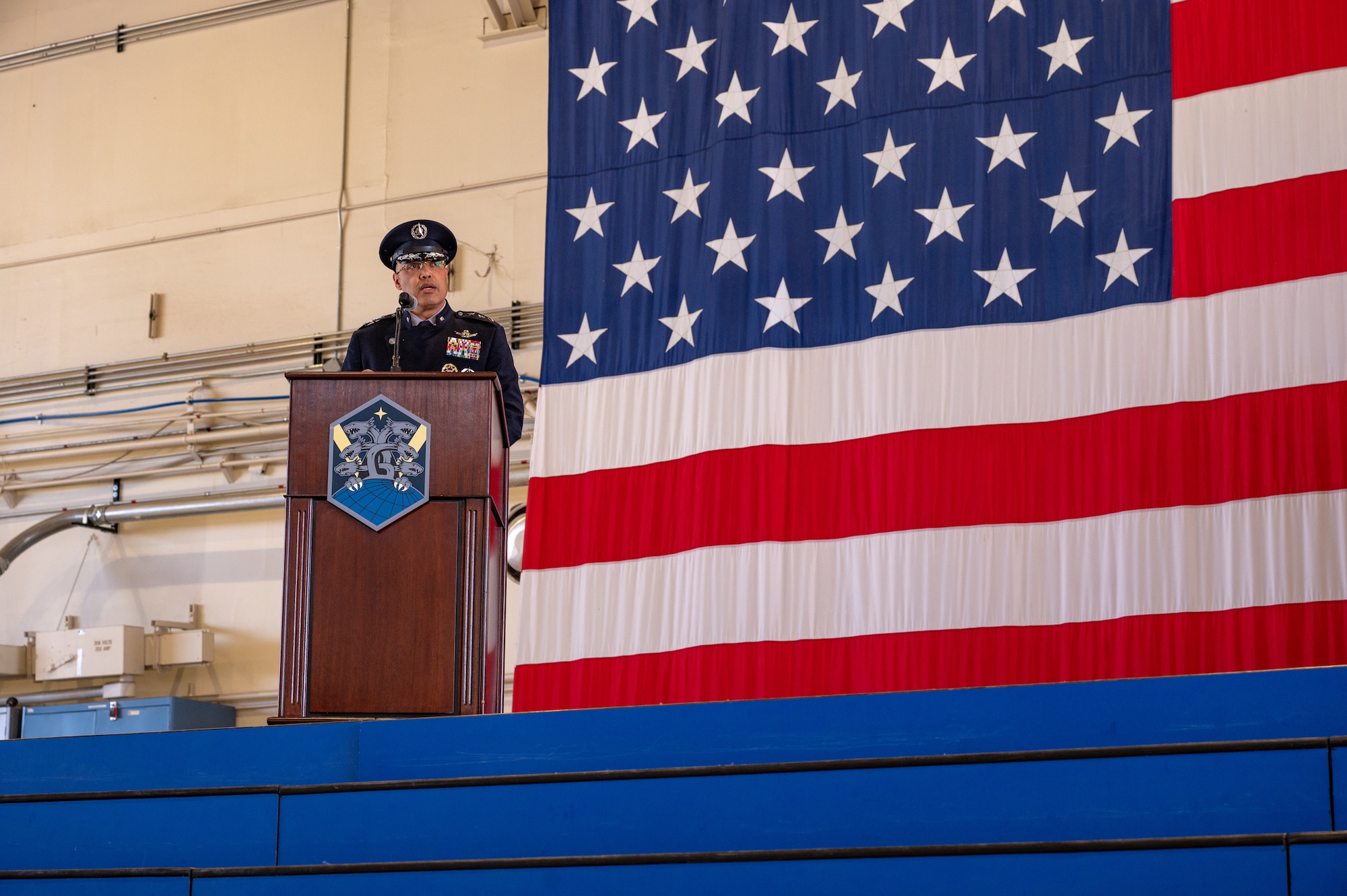 Military members attend a change of command