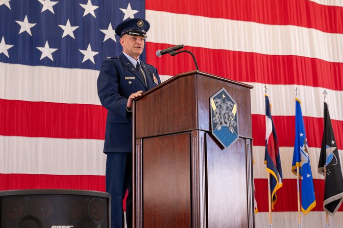 Military members attend a change of command