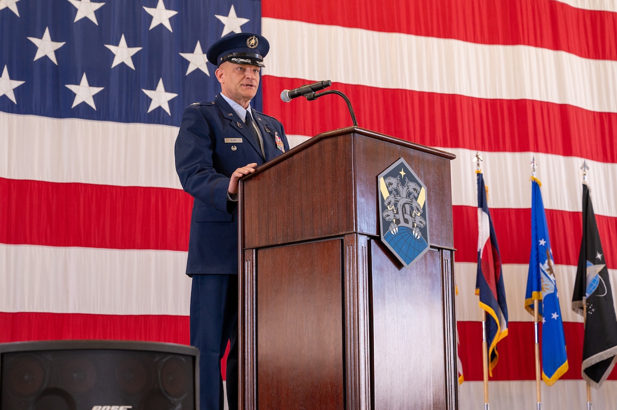 Military members attend a change of command