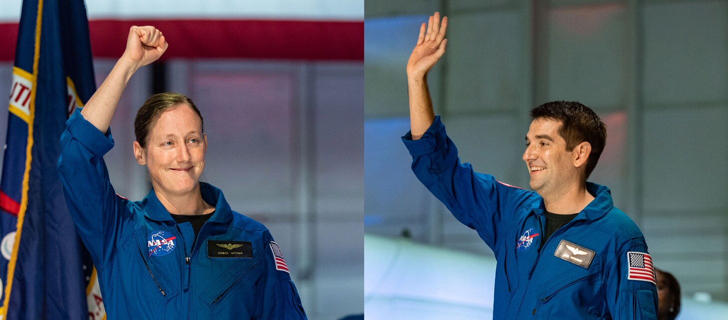 Astronaut graduates Lt. Cmdr. Jessica Wittner, left, and Cmdr. Jack Hathaway.