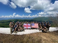 U.S. Army 1st. Lt. Benjamin Kris, Garrison Support Command, Vermont Army National Guard, attends the Sachkhere Basic Military Mountaineering Course in Sachkhere, Georgia