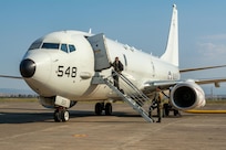 NAS SIGONELLA, Sicily (July 11, 2024) A P-8A Poseidon maritime patrol aircraft assigned to Patrol Squadron (VP) 45 prepares to take off as part of the 28th iteration of the annual exercise Breeze 2024, July 11, 2024. Led by the Bulgarian Navy and scheduled in the Black Sea, Breeze 2024 is focused on anti-submarine warfare, search and rescue, force protection/anti-terrorism operations, maritime interdiction operations and anti-piracy mission areas.  (U.S. Navy photo by Mass Communication Specialist 2nd Class Jonathan D. Berlier)