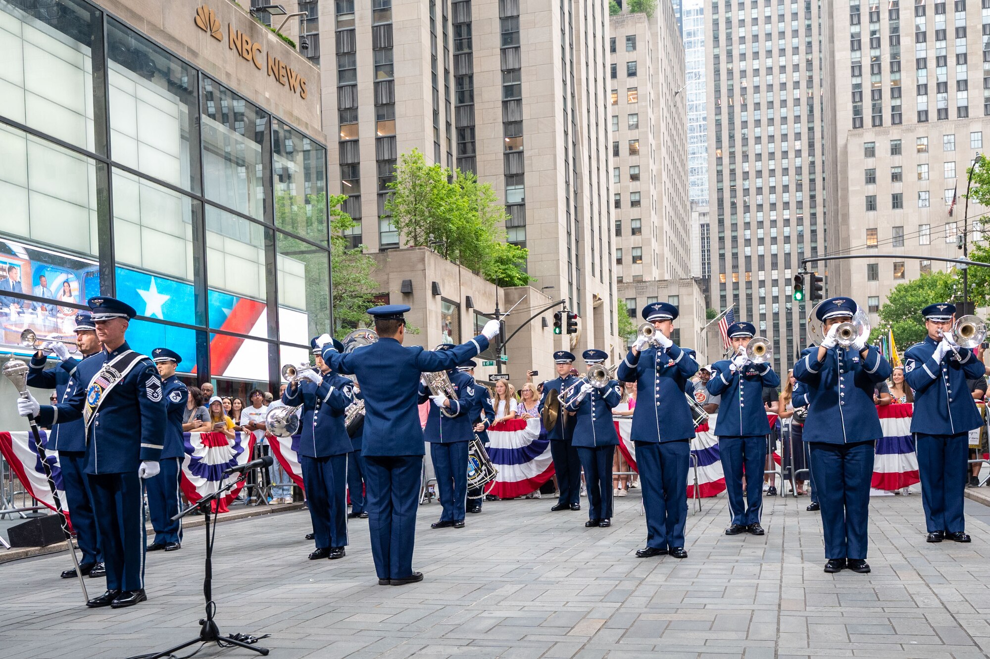 military band performs in public square